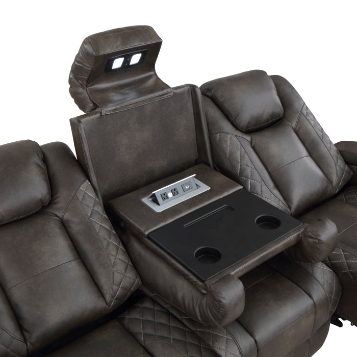 Tabor Brown Power Double Reclining Sofa - Ornate Home