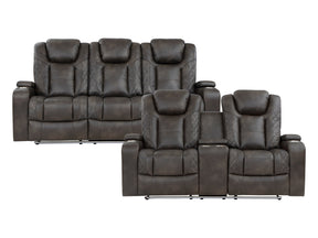 Tabor Brownish Gray Power Reclining Sofa and Loveseat - Ornate Home