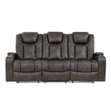 Tabor Brownish Gray Power Reclining Sofa and Loveseat - Ornate Home