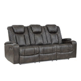 Tabor Brownish Gray Power Reclining Sofa and Loveseat - Ornate Home