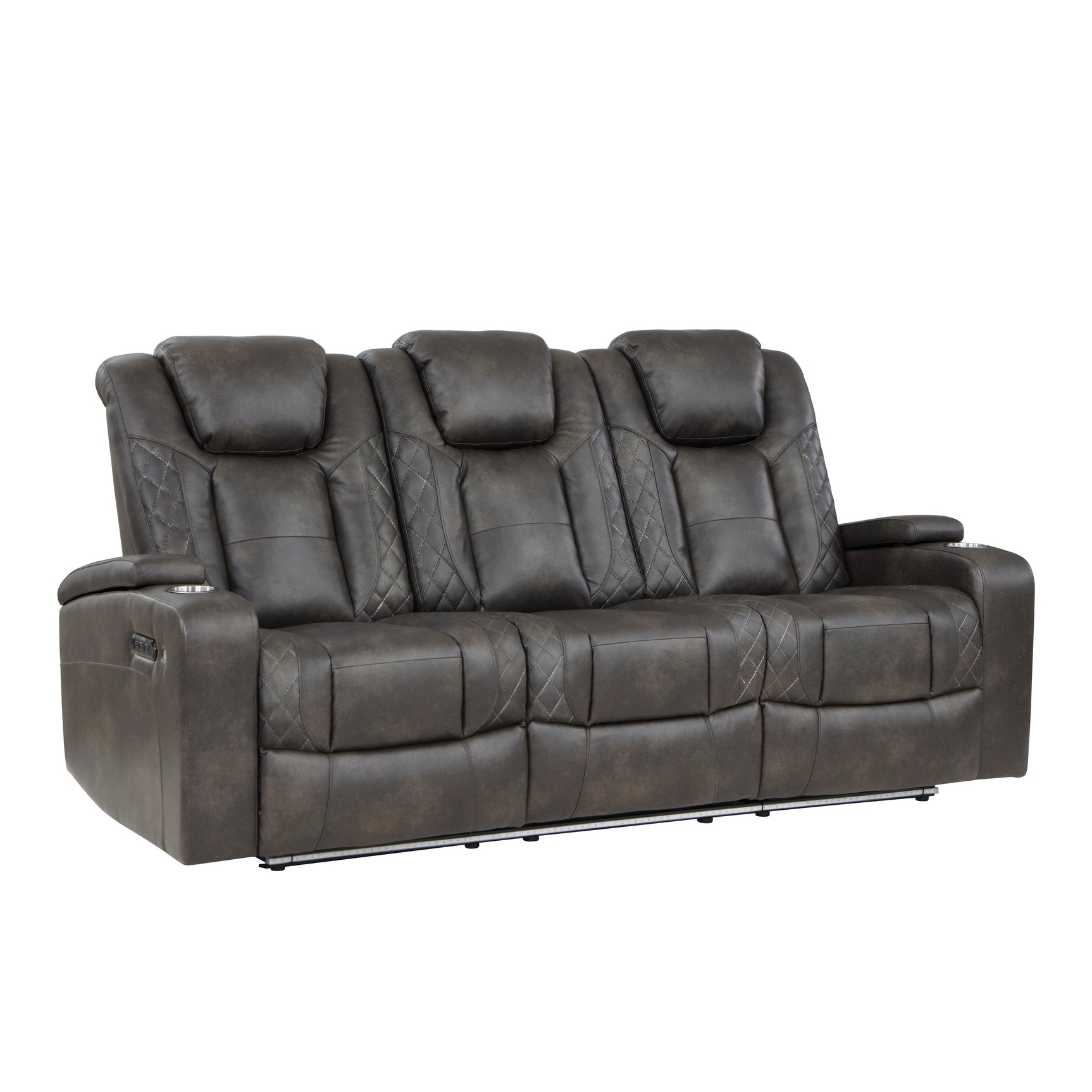 Tabor Brownish Gray Power Reclining Sofa and Loveseat - Ornate Home