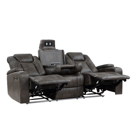 Tabor Brownish Gray Power Reclining Sofa and Loveseat - Ornate Home