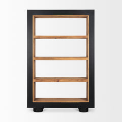 Tabor Natural/Black Wood Bookcase