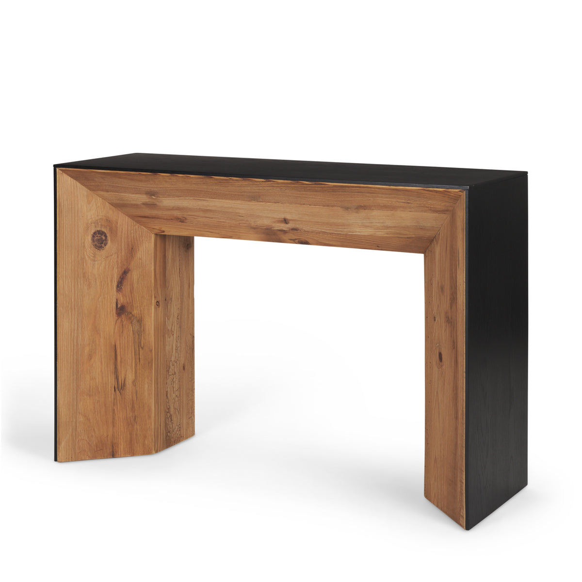 Tabor Natural/Black Wood Oak Waterfall Console Table - Ornate Home