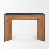 Tabor Natural/Black Wood Oak Waterfall Console Table - Ornate Home
