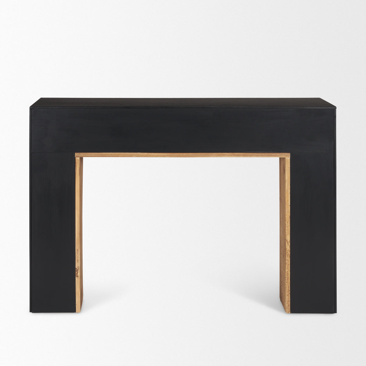 Tabor Natural/Black Wood Oak Waterfall Console Table - Ornate Home
