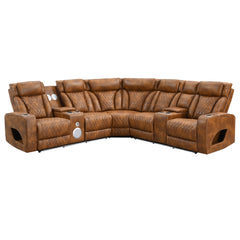 Taddeo Brown Power Motion Sectional Sofa Set W/Power Headrest, Massage & Led - Ornate Home