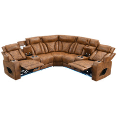Taddeo Brown Power Motion Sectional Sofa Set W/Power Headrest, Massage & Led - Ornate Home