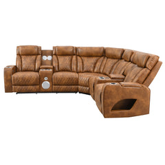 Taddeo Brown Power Motion Sectional Sofa Set W/Power Headrest, Massage & Led - Ornate Home