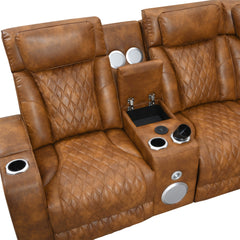 Taddeo Brown Power Motion Sectional Sofa Set W/Power Headrest, Massage & Led - Ornate Home