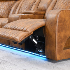 Taddeo Brown Power Motion Sectional Sofa Set W/Power Headrest, Massage & Led - Ornate Home