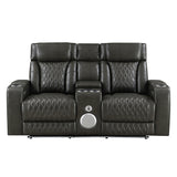 Taddeo Dark Gray Leatherette Power Motion Loveseat w/Console - Ornate Home