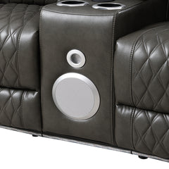 Taddeo Dark Gray Leatherette Power Motion Loveseat w/Console - Ornate Home