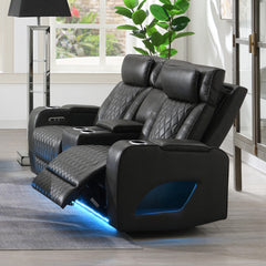 Taddeo Dark Gray Leatherette Power Motion Loveseat w/Console - Ornate Home