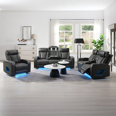 Taddeo Dark Gray Leatherette Power Motion Sofa w/Dropdown Table - Ornate Home