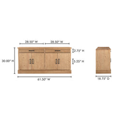 Tade Honey Pine 2 Drawer Sideboard - Ornate Home