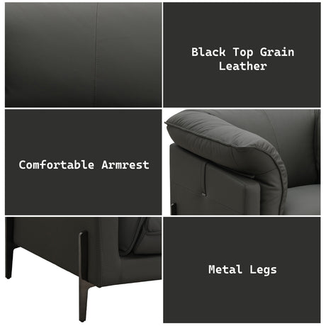 Tadi Black Top Grain Leather Chair - Ornate Home