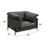 Tadi Black Top Grain Leather Chair - Ornate Home