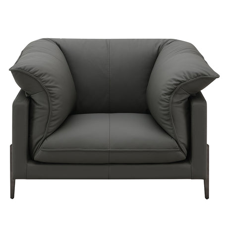 Tadi Black Top Grain Leather Chair - Ornate Home