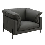 Tadi Black Top Grain Leather Chair - Ornate Home