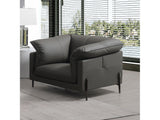 Tadi Black Top Grain Leather Chair - Ornate Home