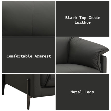 Tadi Black Top Grain Leather Loveseat - Ornate Home