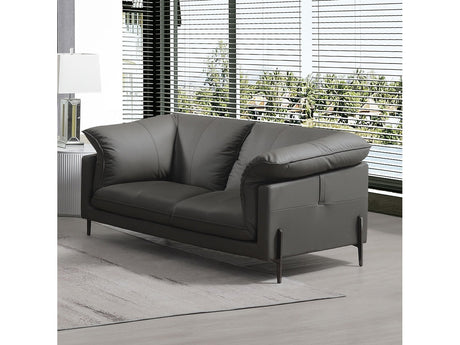 Tadi Black Top Grain Leather Loveseat - Ornate Home
