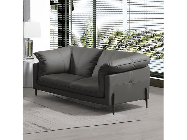 Tadi Black Top Grain Leather Loveseat - Ornate Home