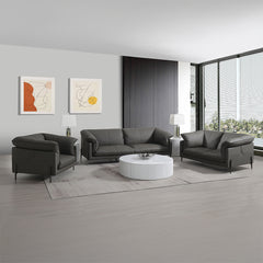 Tadi Black Top Grain Leather Sofa - Ornate Home