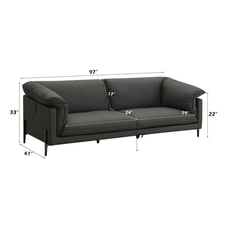 Tadi Black Top Grain Leather Sofa - Ornate Home