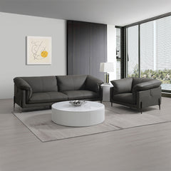 Tadi Black Top Grain Leather Sofa - Ornate Home