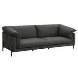 Tadi Black Top Grain Leather Sofa - Ornate Home