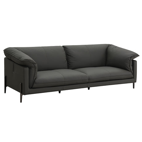 Tadi Black Top Grain Leather Sofa - Ornate Home