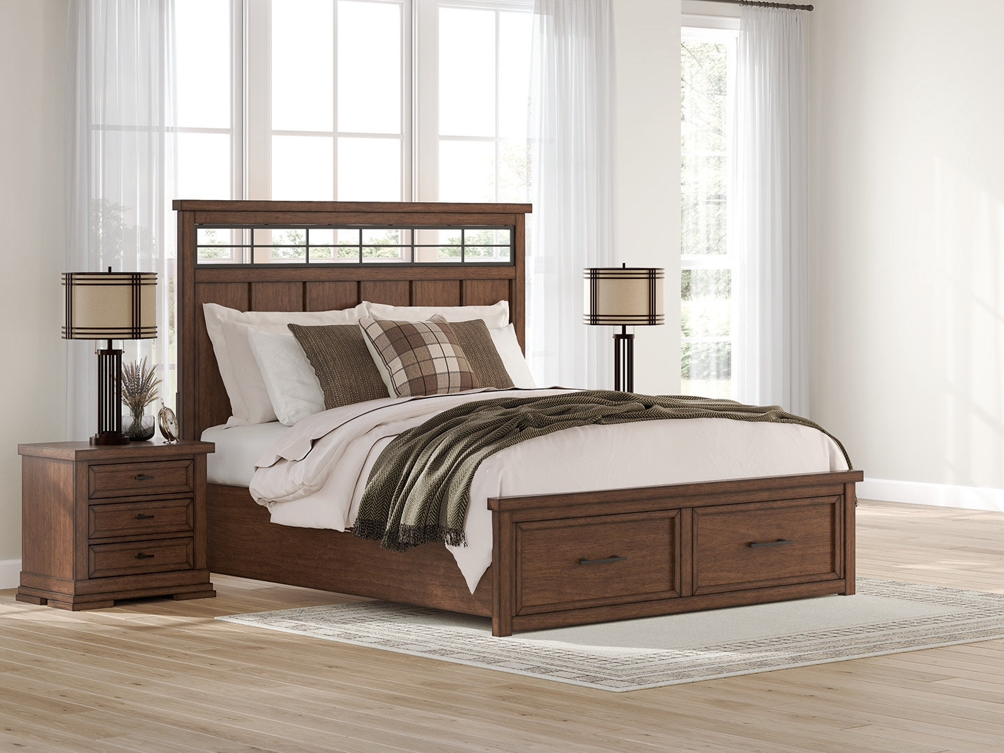 Taffenbrook Medium Brown California King Panel Storage Bed (Online Special Price) - Ornate Home