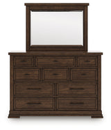Taffenbrook Medium Brown Queen Panel Storage Bed, Dresser and Mirror (Online Special Price) - Ornate Home