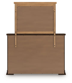 Taffenbrook Medium Brown Queen Panel Storage Bed, Dresser and Mirror - Ornate Home