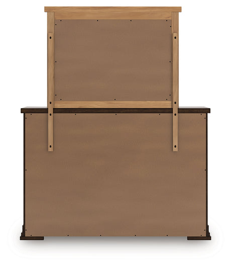 Taffenbrook Medium Brown Queen Panel Storage Bed, Dresser and Mirror - Ornate Home