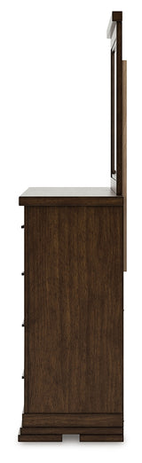 Taffenbrook Medium Brown Queen Panel Storage Bed, Dresser and Mirror - Ornate Home