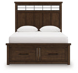 Taffenbrook Medium Brown Queen Panel Storage Bed, Dresser and Mirror - Ornate Home