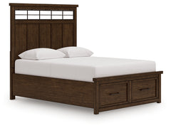 Taffenbrook Medium Brown Queen Panel Storage Bed, Dresser and Mirror - Ornate Home