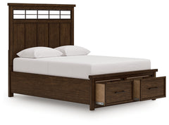 Taffenbrook Medium Brown Queen Panel Storage Bed, Dresser and Mirror - Ornate Home