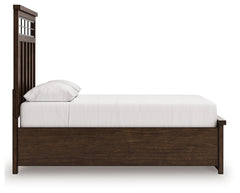 Taffenbrook Medium Brown Queen Panel Storage Bed, Dresser and Mirror - Ornate Home