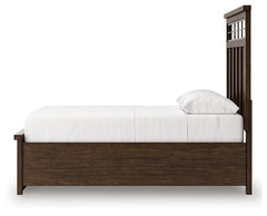Taffenbrook Medium Brown Queen Panel Storage Bed, Dresser and Mirror - Ornate Home