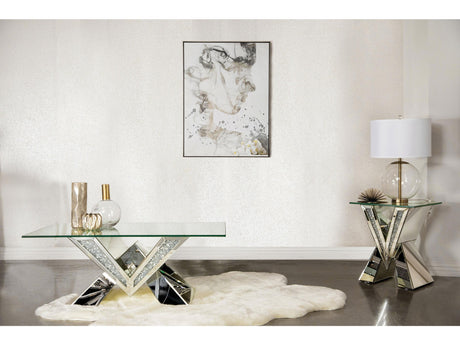 Taffeta Silver 2-piece Mirrored Coffee and End Table Set - Ornate Home