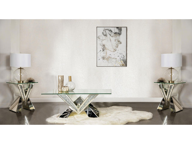 Taffeta Silver 3-piece Mirrored Coffee and End Table Set - Ornate Home