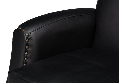 Taft Black Leather Swivel Chair - Ornate Home