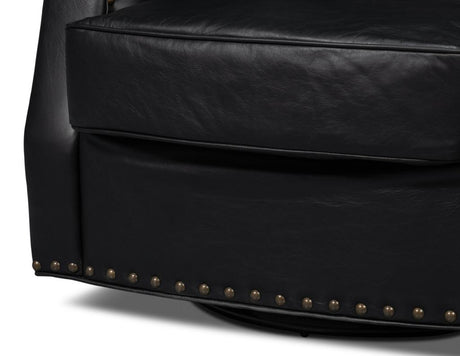 Taft Black Leather Swivel Chair - Ornate Home
