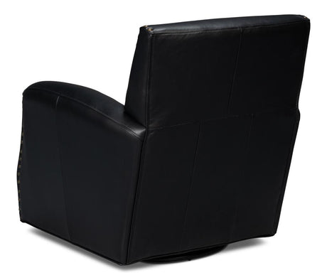 Taft Black Leather Swivel Chair - Ornate Home