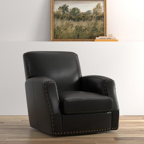 Taft Black Leather Swivel Chair - Ornate Home