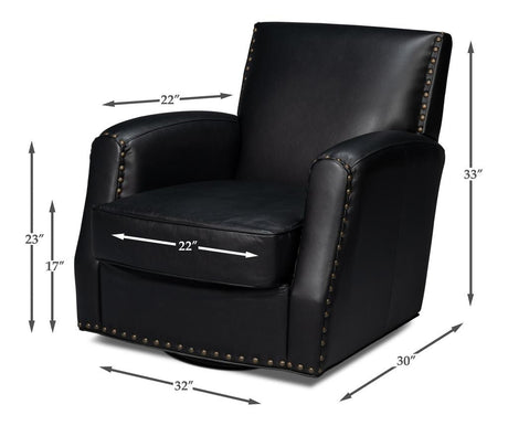 Taft Black Leather Swivel Chair - Ornate Home
